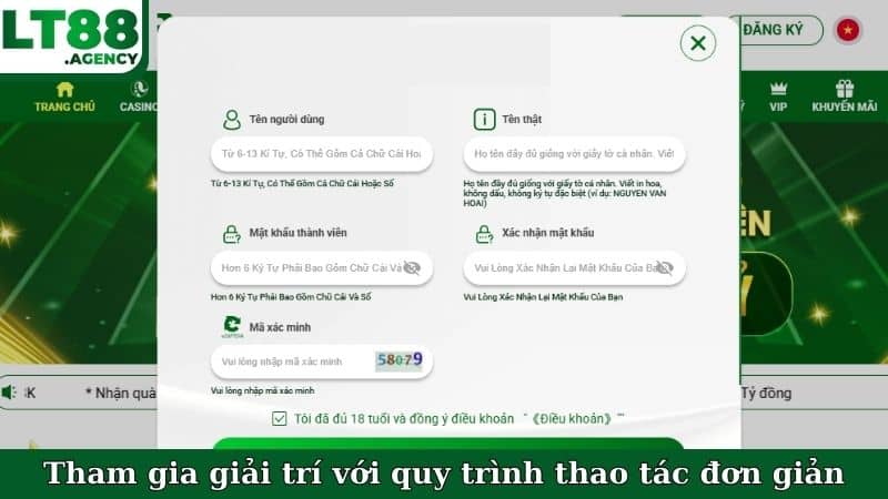 Tham gia giải trí với quy trình thao tác đơn giản